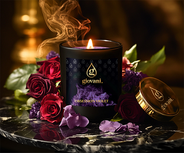 Doftljus OBSESSION VIOLET med parfymessens