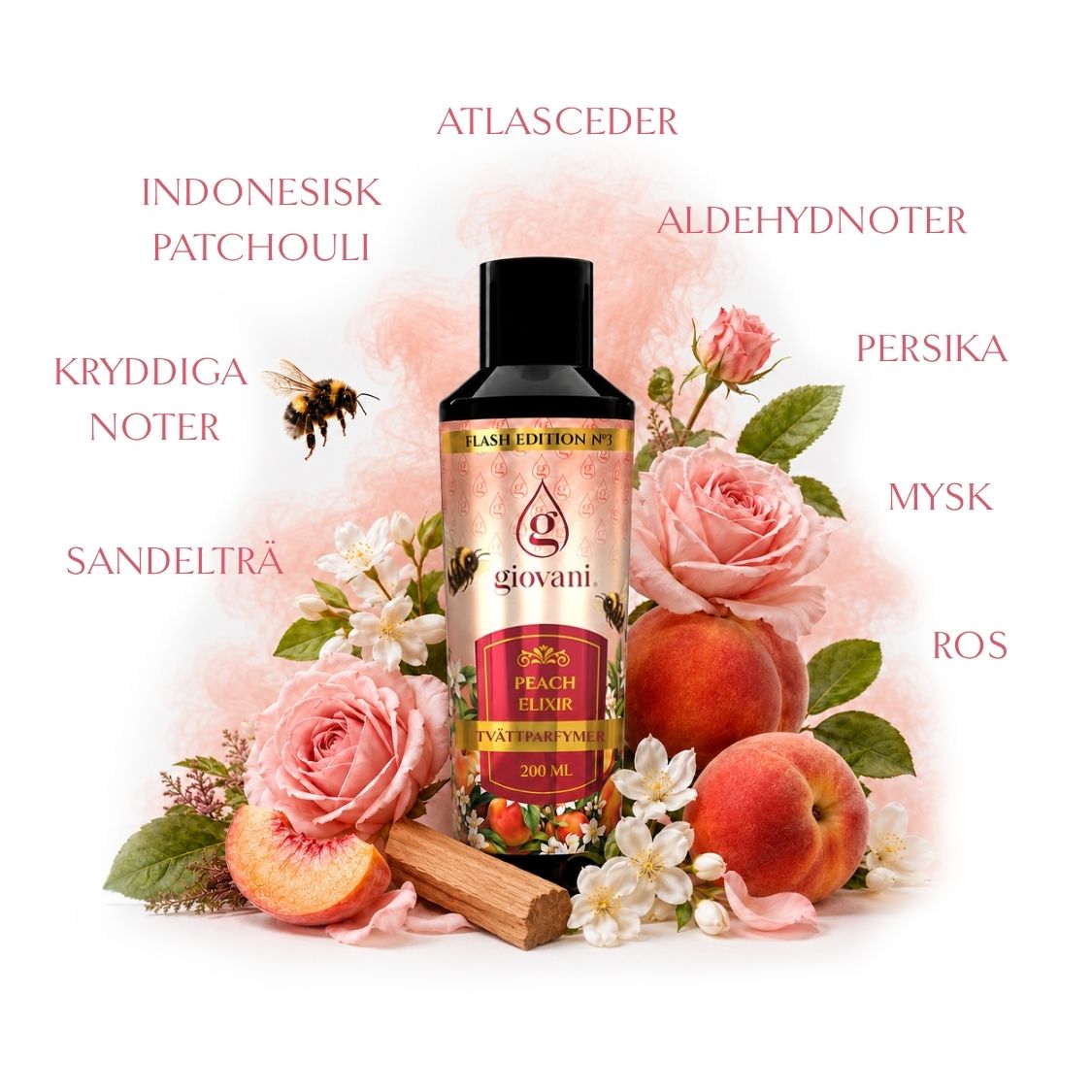 Sammansättning av tvättparfym PEACH ELIXIR