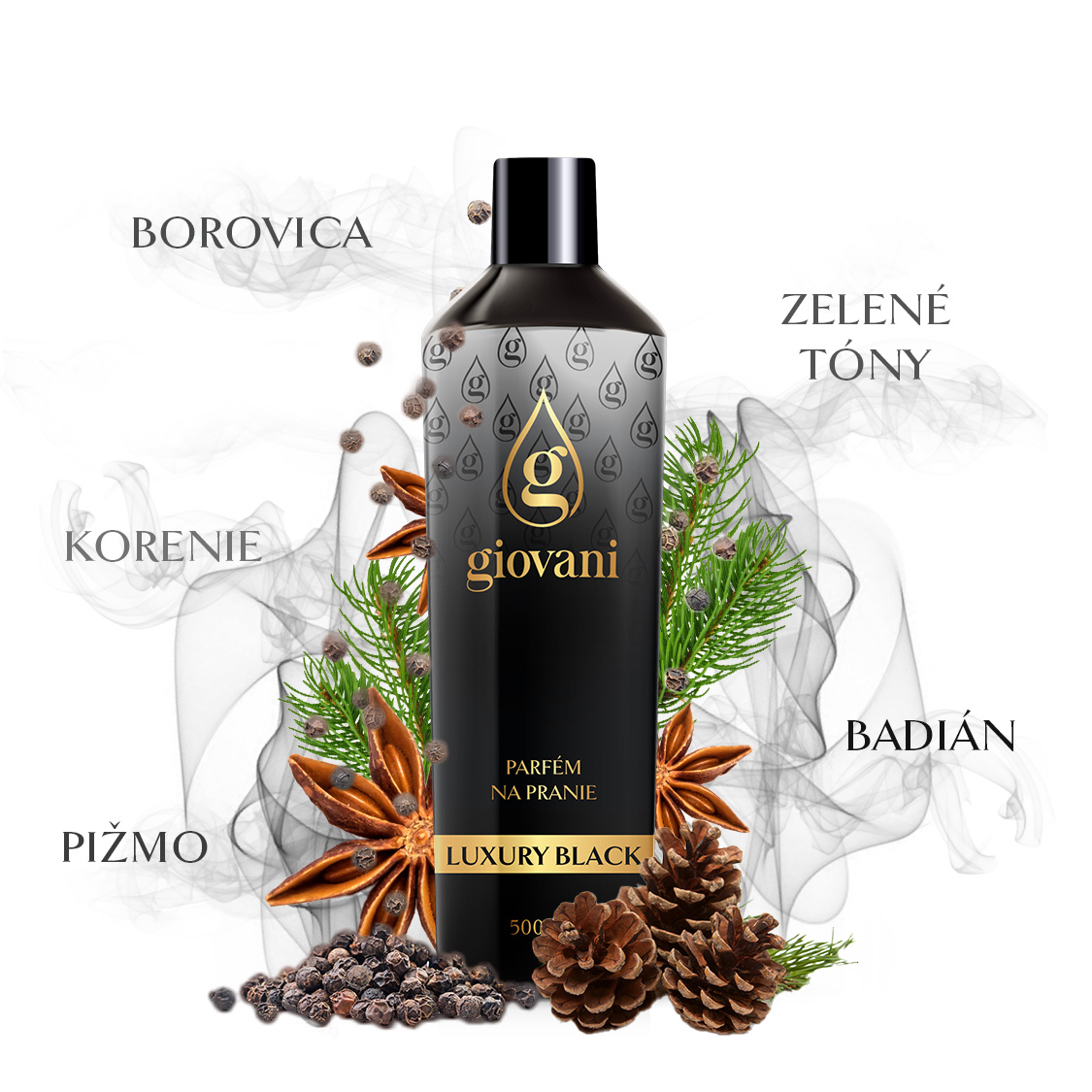 ingrediencie parfému na pranie GIOVANI Luxury Black