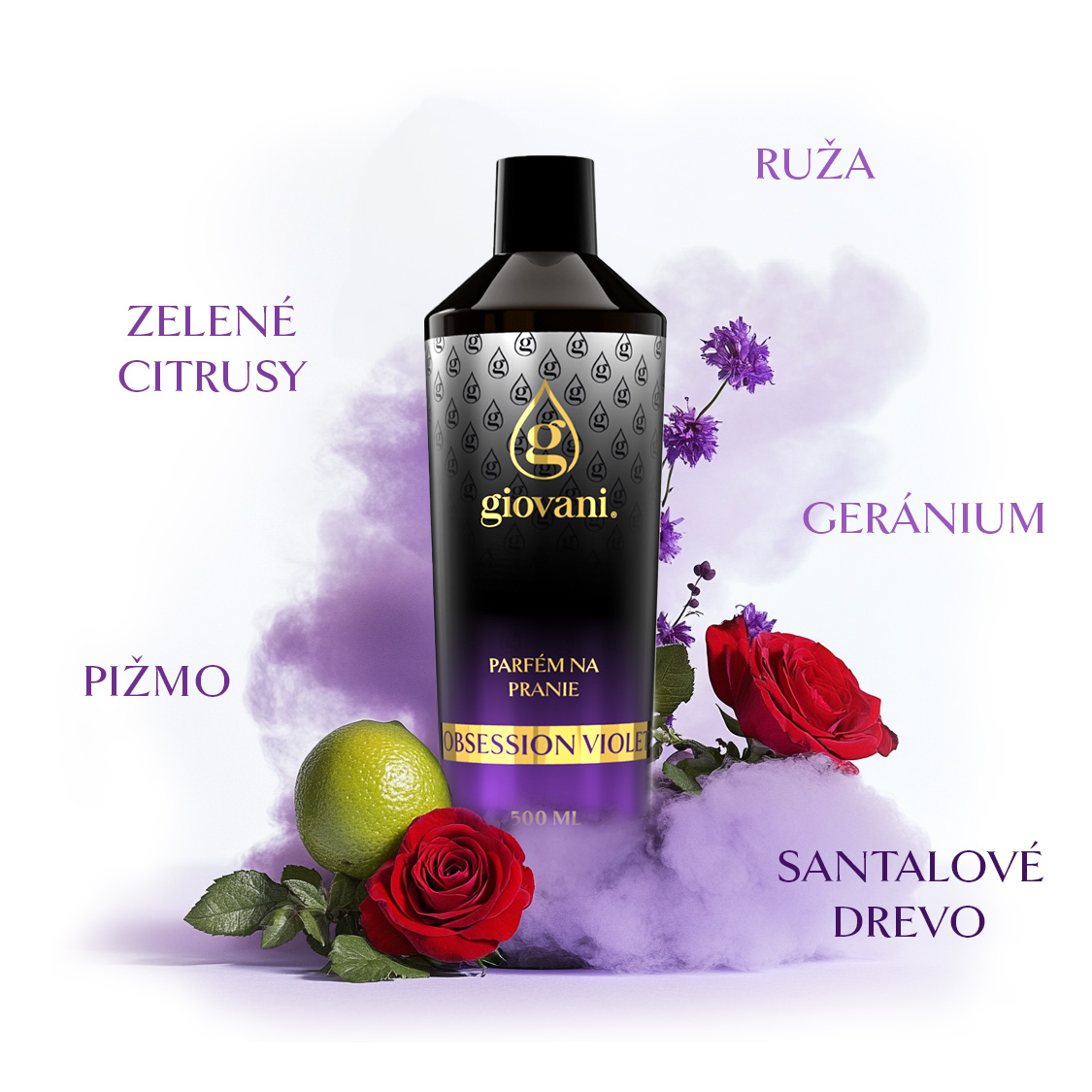 ako vonia parfum do práčky Giovani Obsession Violet