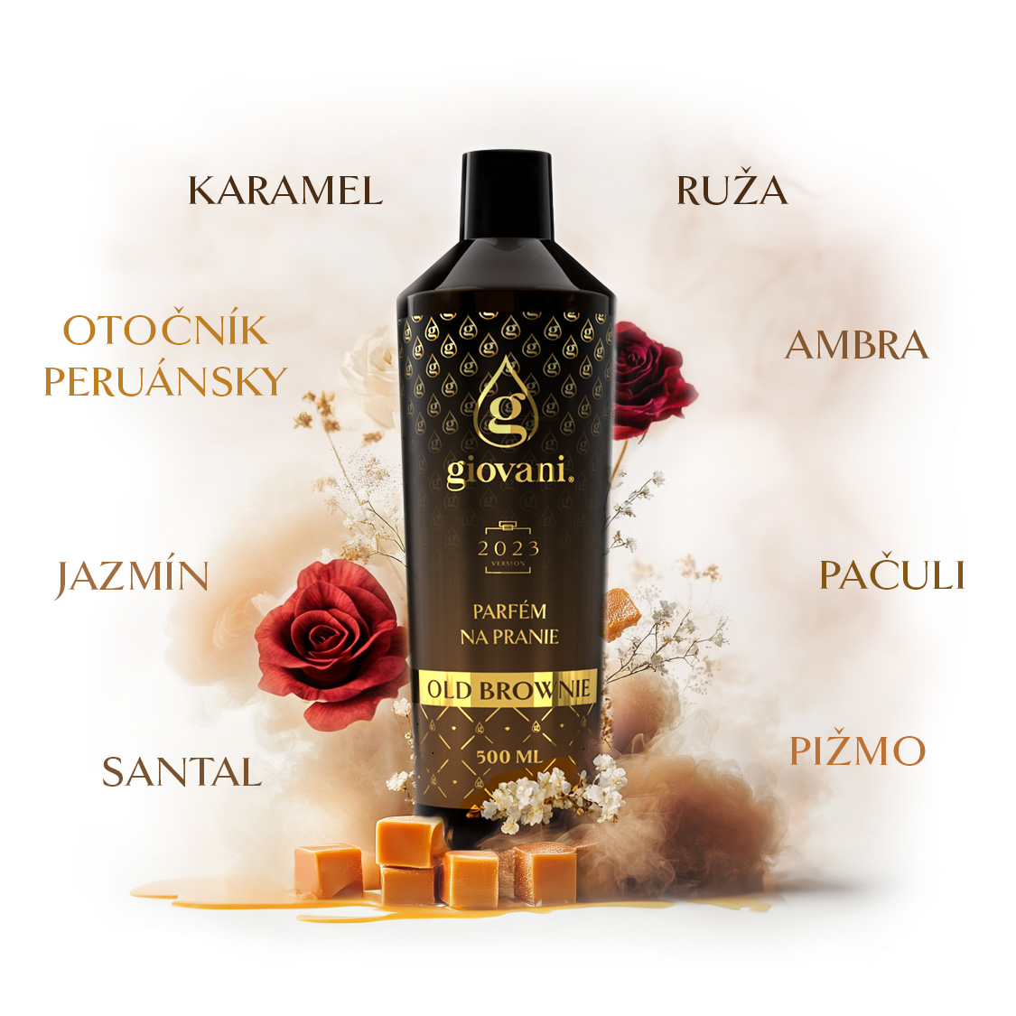 Ingrediencie parfému na pranie Giovani OLD BROWNIE