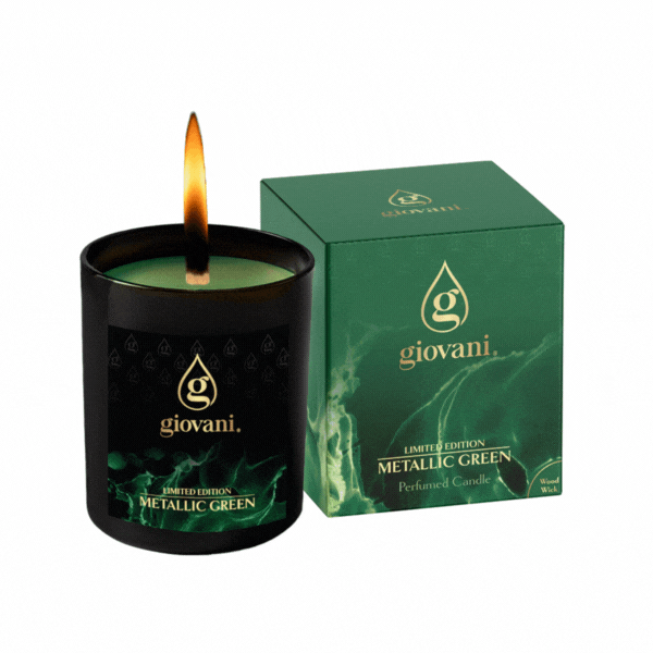 Parfumovaná dizajnová sviečka Giovani METALLIC GREEN