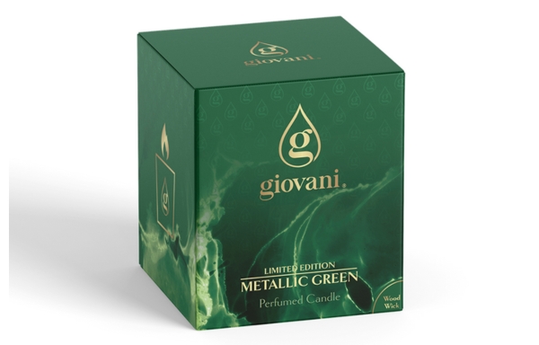 Zelená vonná sviečka Giovani METALLIC GREEN limitovaná edícia