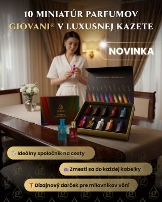 ✨ NOVINKA! 🎉 Predstavujeme vám exkluzívny set 10 miniatúrnych parfumov Giovani® v elegantnej kazete. 🎁 Prečo si vyberať...