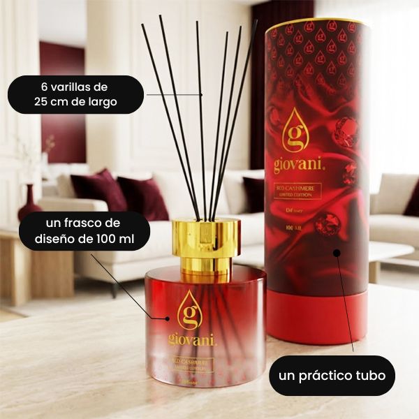 Difusor de varillas Giovani RED CASHMERE