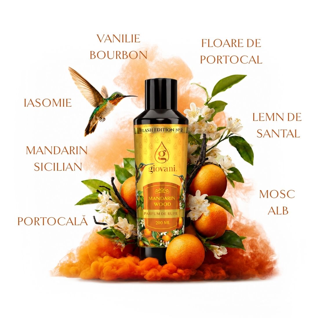 Compoziția parfumului pentru rufe MANDARIN WOOD