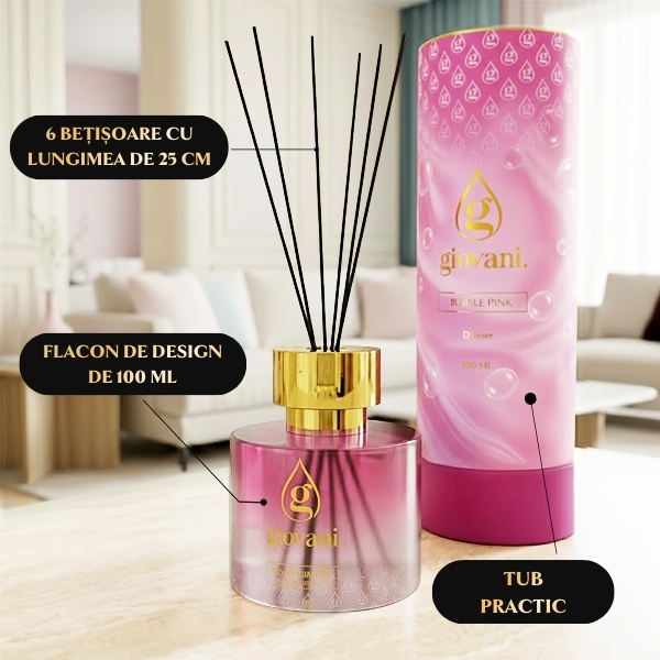 Odorizant de cameră cu bețișoare BUBBLE PINK