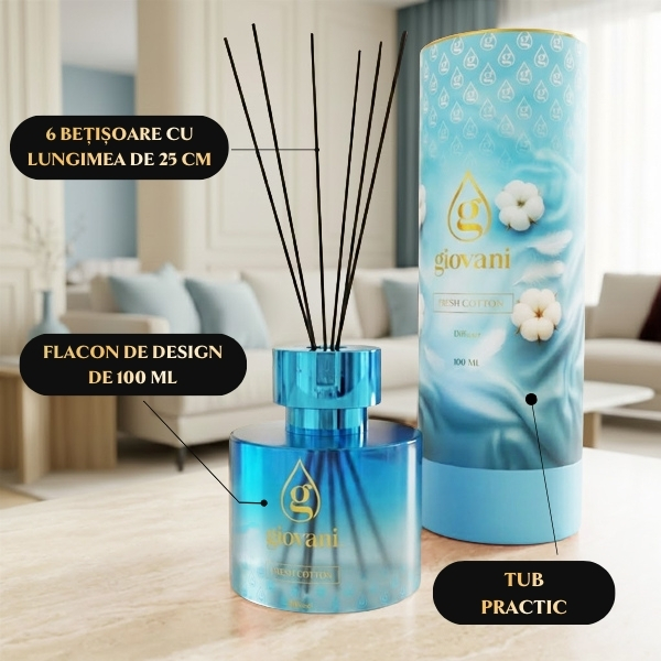 Odorizant de cameră cu bețișoare FRESH COTTON