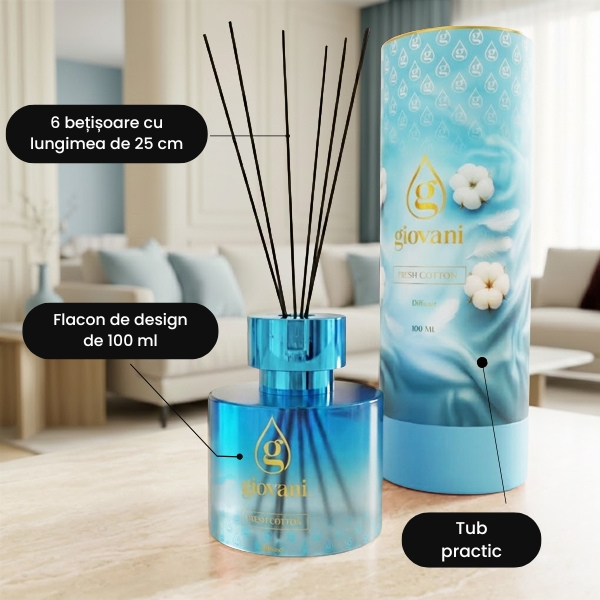 Odorizant de cameră cu bețișoare FRESH COTTON