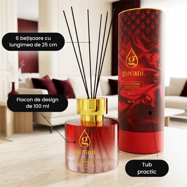Odorizant de cameră cu bețișoare RED CASHMERE