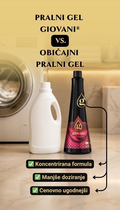 Primerjava pralnega gela Giovani in običajnega detergenta