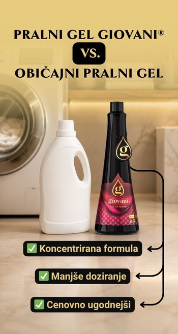 Primerjava pralnega gela Giovani in običajnega detergenta
