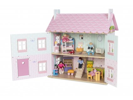 H104 Sophie House Open. with ME040 Starter Furniture Set and Dolls