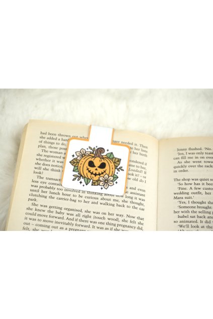 Kvetinová tekvica Halloweenska magnetická záložka gituskovo