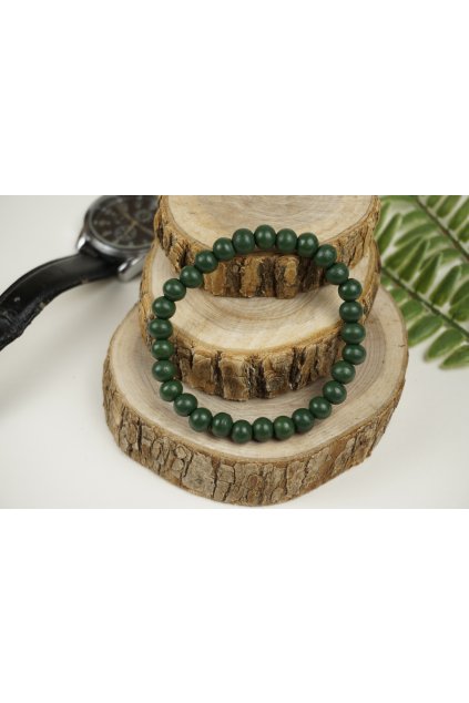 Pánsky náramok BASIC tmavozelený | Drevené korálky gituskovo