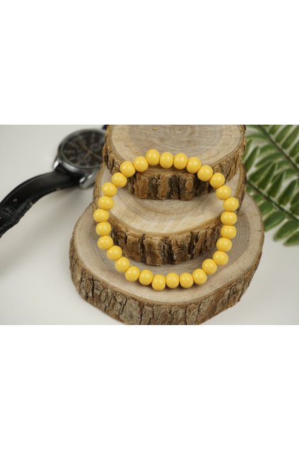 Pánsky náramok BASIC horčicový | Drevené korálky M/L gituskovo