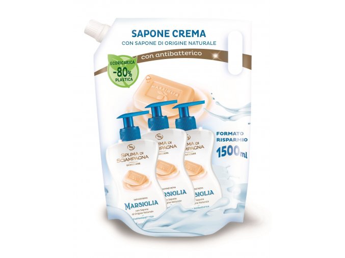 Spuma di Sciampagna antibakteriální tekuté krémové Marseillské mýdlo, náhradní náplň