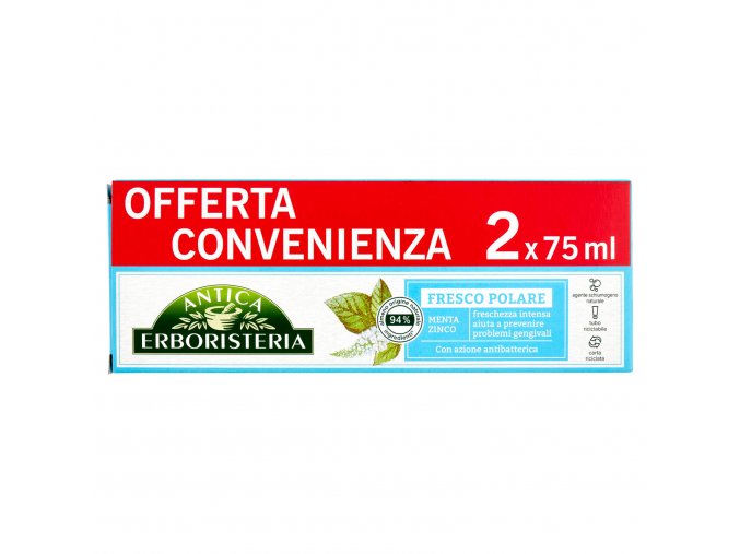 Antica Erboristeria zubní pasta pro svěží dech s mátou a zinkem, 2x75 ml