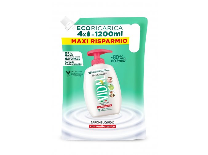 Vidal Sapone Liquido con Antibatterico antibakteriální tekuté mýdlo, náhradní náplň, 1200 ml