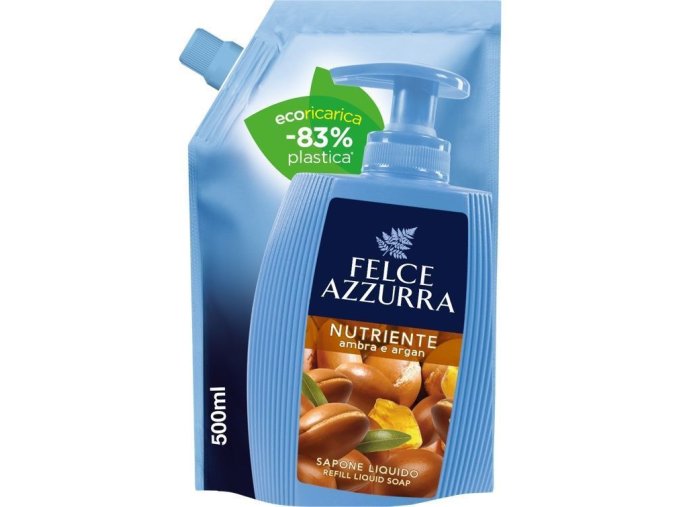 Felce Azzurra Nutriente ambra e argan tekuté mýdlo, náhradní náplň, 500