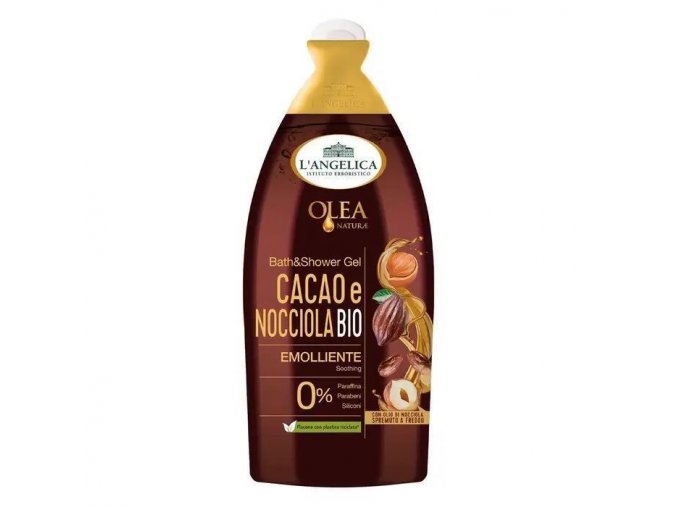 L'Angelica Olea Naturae Cacao e Nocciola Bio Emolliente sprchový gel pěna do koupele, 450 ml