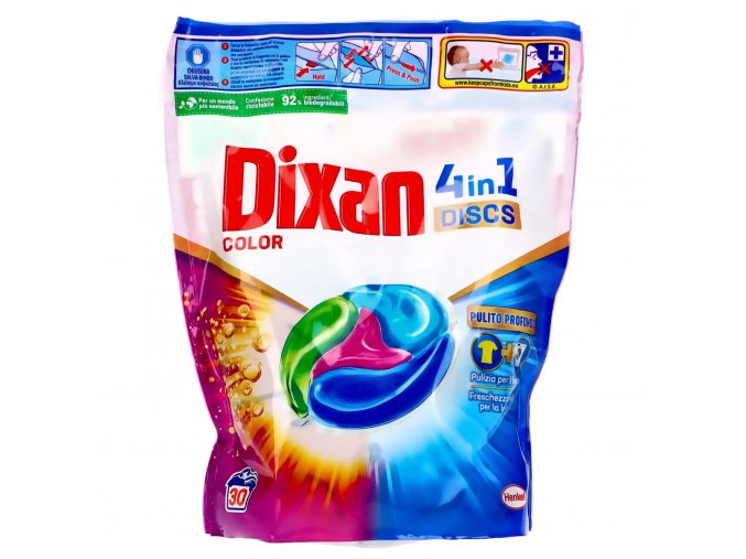 Dixan gelové kapsle na barevné prádlo Discs Color 4v1, 30 ks