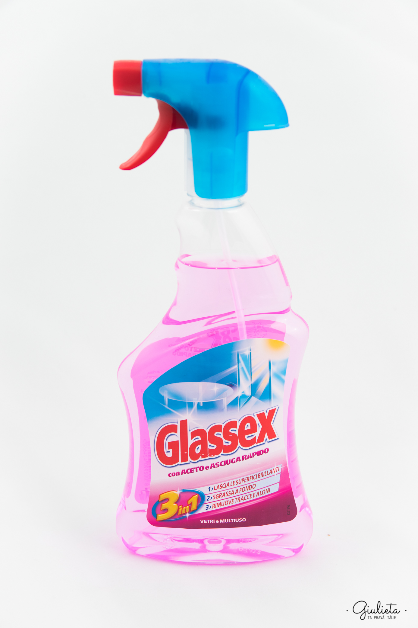 Glassex čisticí prostředek con Aceto e Asciuga Rapido s rozprašovačem, 500 ml
