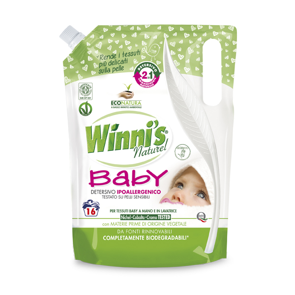 Winni's hypoalergenní prací gel Baby 2v1 s přírodní aviváží a jemnou vůni, 16 pracích dávek