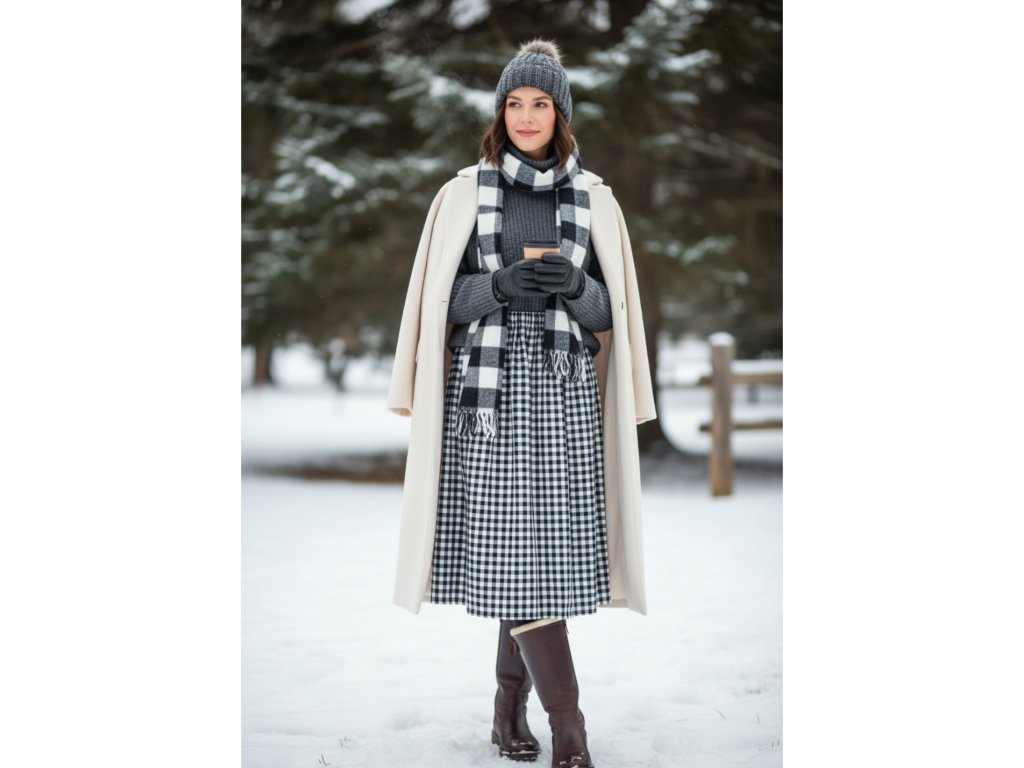 Sukňa karo čierno biele