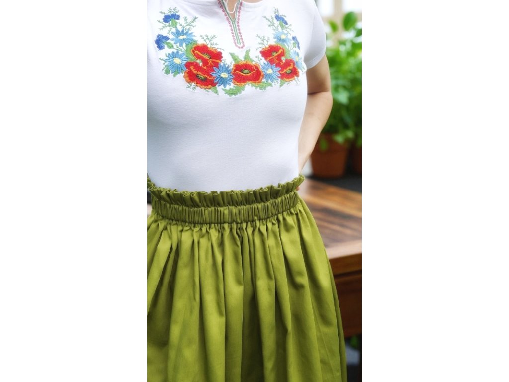 Riasena sukňa z bavlneného saténu zelená