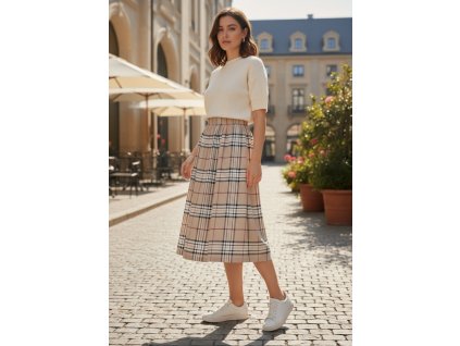 Sukňa bežové karo