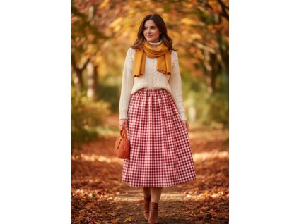 Sukňa karo červené bavlna