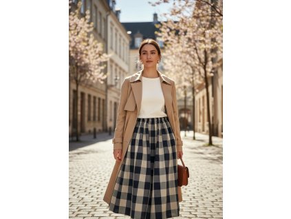 Sukňa karo veľké tmavo hnedá a béžová