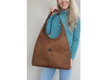 Hobobag kabelka VIOLET imitácia brúsenej kože - hnedá hrdzavá