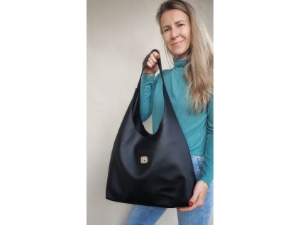 Hobobag kabelka VIOLET čierna koženka