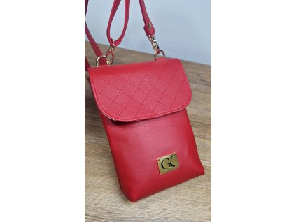 Minibag červený prešívaný