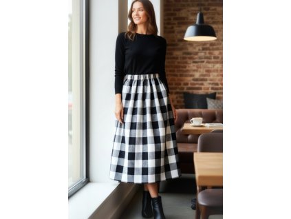 Sukňa karo veľké čierno biele