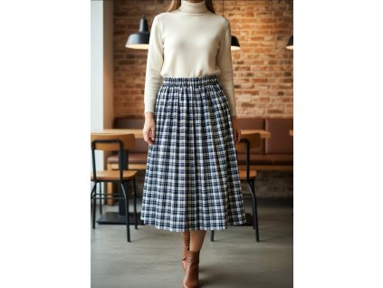 Sukňa karo tmavo modrá