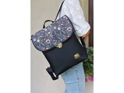 ROSIE čierno šedý s kvietkami