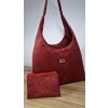 Hobobag kabelka imitácia brúsenej kože - červená