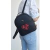 Dámsky čierny ruksak DANY so srdcom folk
