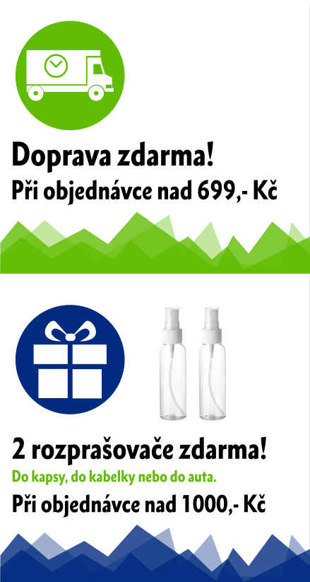 2 lahvičky zdarma! Do kapsy, do kabelky nebo do auta. Při objednávce nad 1000,- Kč
