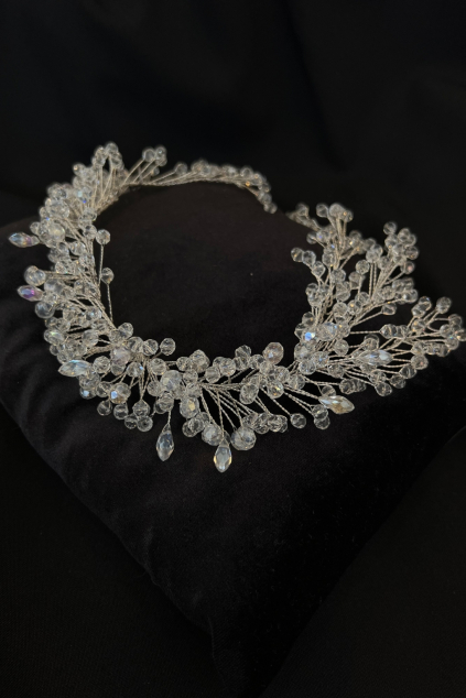 celenka do vlasu z kaminku stribrna do ucesu na svatbu ozdoba