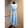 letni spolecenske saty sifonove svetle modre pasek vystrih ke krku trictvrtecni 1 3