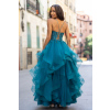 Tmavě tyrkysové společenské/maturitní šaty Ester s objemnou sukní s volány kolekce Christian Koehlert