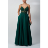 spolecenske maturitni saty tmave zelena dlouha sukne koralky tenka raminka 1