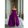 spolecenske maturitni saty fialove tylova sukne rozparek korzet se spadlymi raminky
