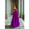 spolecenske maturitni saty fialove tylova sukne rozparek korzet se spadlymi raminky 1