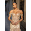 zlate spolecenske plesove vecerni saty dlouhe posete flitry tylova sukne rozparek obepnuty zivutek 1