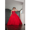 spolecenske maturitni saty cervene objemna tylova sukne zivutek bez raminek s krajkou 4